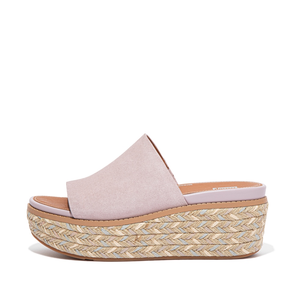 حذاء إسبادريل من الجلد المدبوغ من Fitflop Eloise إسفين إسفين ناعم أرجواني