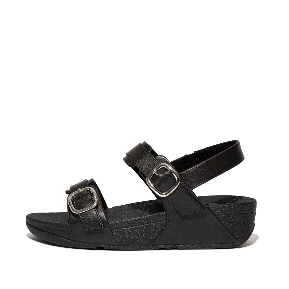 صندل جلدي من Fitflop Lulu قابل للتعديل بالكامل أسود