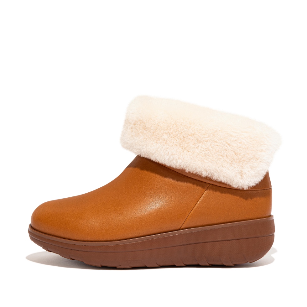 Fitflop Mukluk قصيرة للماء أحذية الكاحل اصطف Shearling ضوء تان