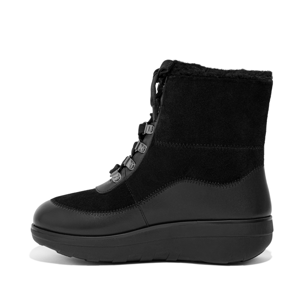 بوت كاحل مبطّن بشيرلنج من Fitflop باللون الأسود بالكامل