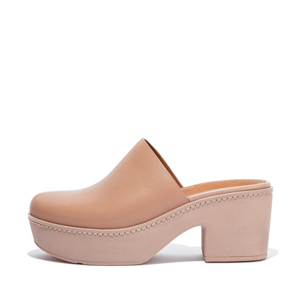 Fitflop منصة البغال الجلدية بيلار عارية الوردي