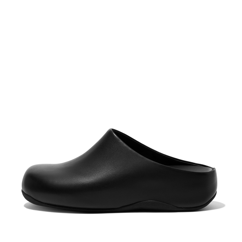 Fitflop Shuv جلد قباقيب أسود