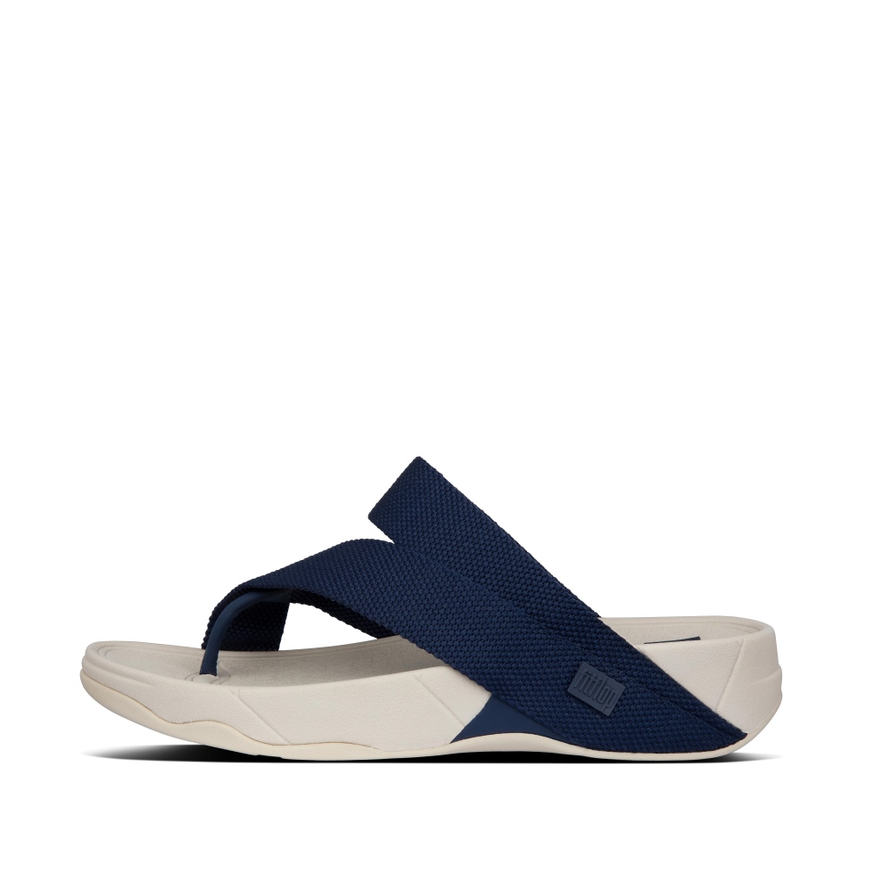 Fitflop حبال رجالي نسج اصبع القدم الصنادل منتصف الليل البحرية