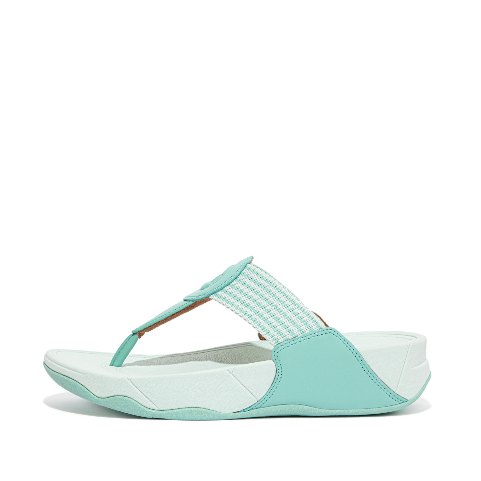 Fitflop والك ستار صندل ذو كعب رفيع من زبد البحر باللون الأخضر